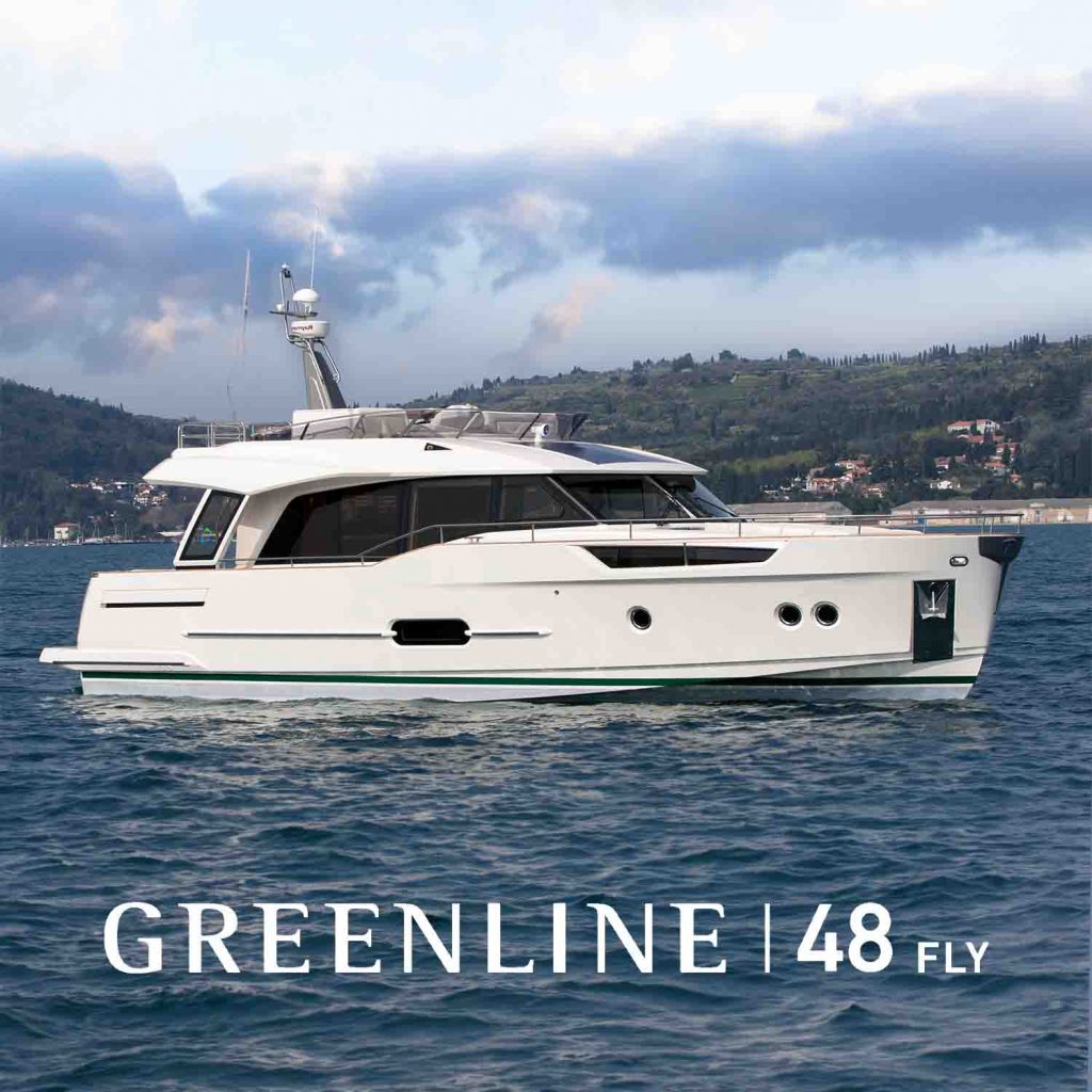 Discover the Greenline 48 Fly: Innovative propulsion for tailored speed and maneuverability. Eco-friendly electric or powerful diesel options available.