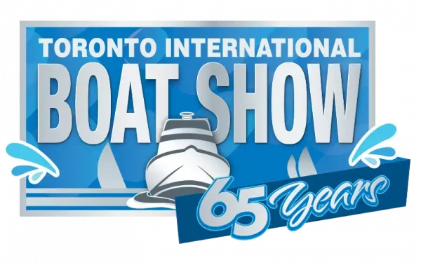 "Toronto International Boat Show logo featuring a stylized boat design and the event's name in bold lettering.